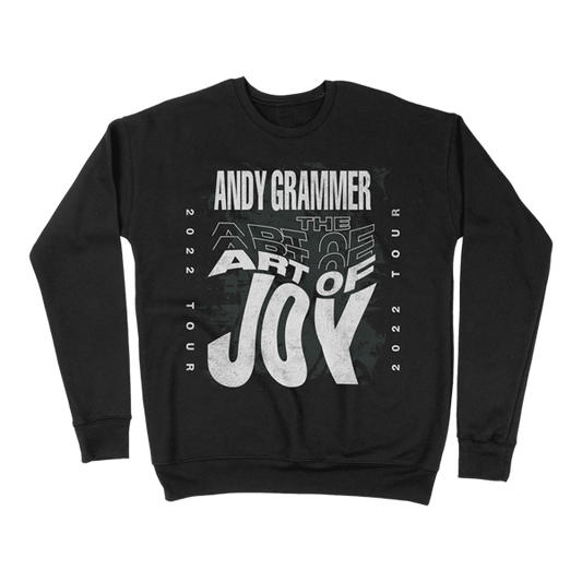 Art of joy misprinted tour black crewneck front Andy Grammer