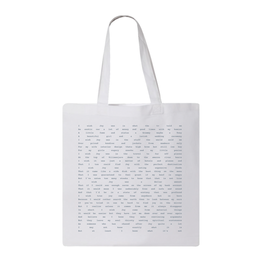 The art of joy pt 2 white canvas tote back lyrics Andy Grammer